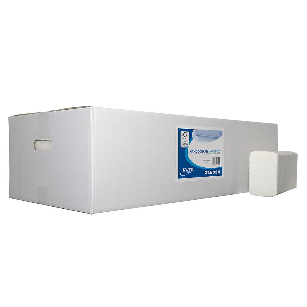 MTS - Papier Essuie Mains Multifold, cellulose - 2 plis - 32x21,6cm - 25x120 pièces