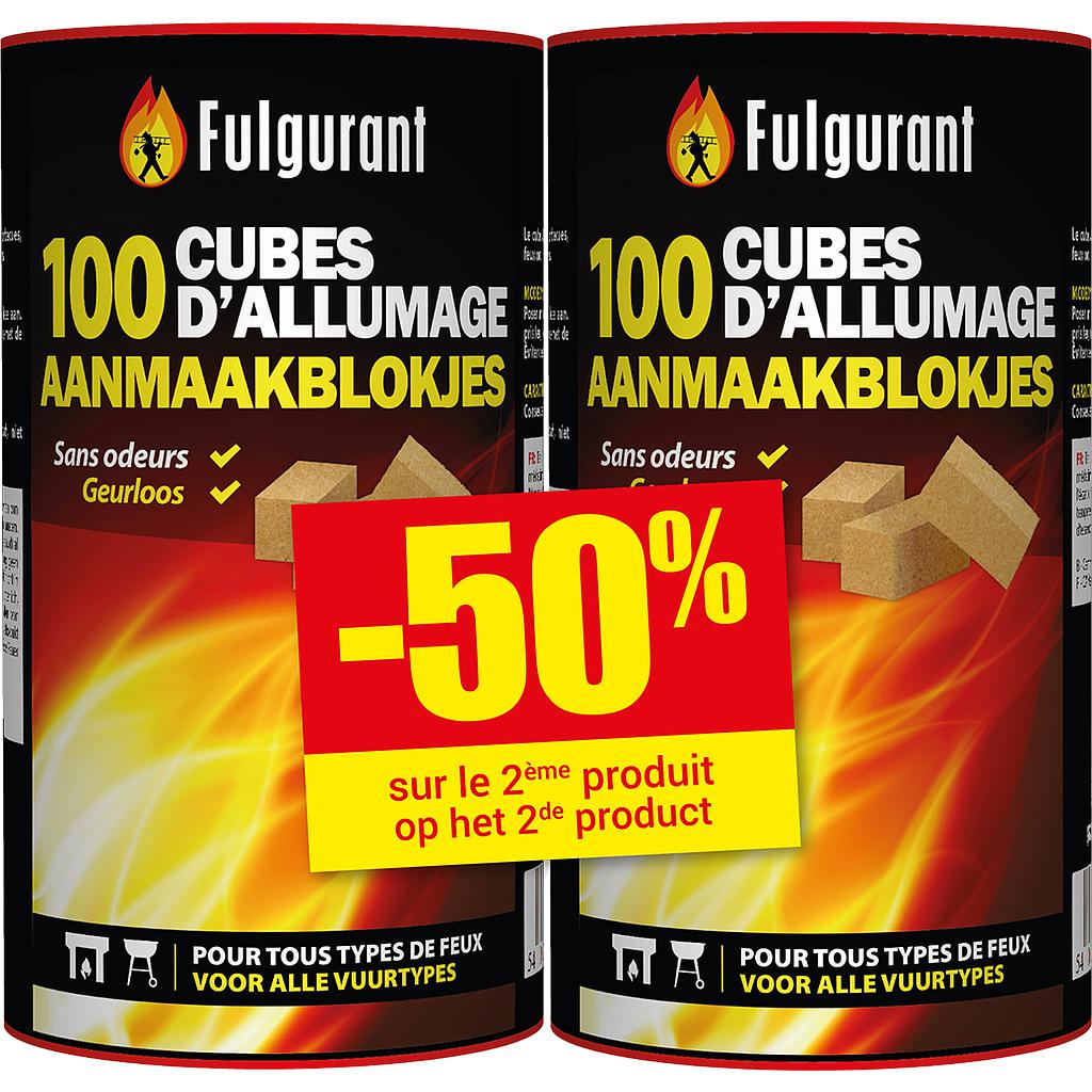 DUO PACK FULGURANT 100 CUBES D'ALLUMAGE DECOUPES 2EME A 50%