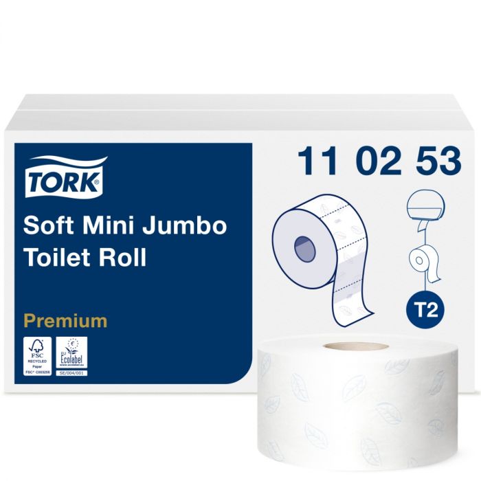 Tork Zacht Mini Jumbo Toiletpapier 2-laags Wit T2 Premium 12 x 1