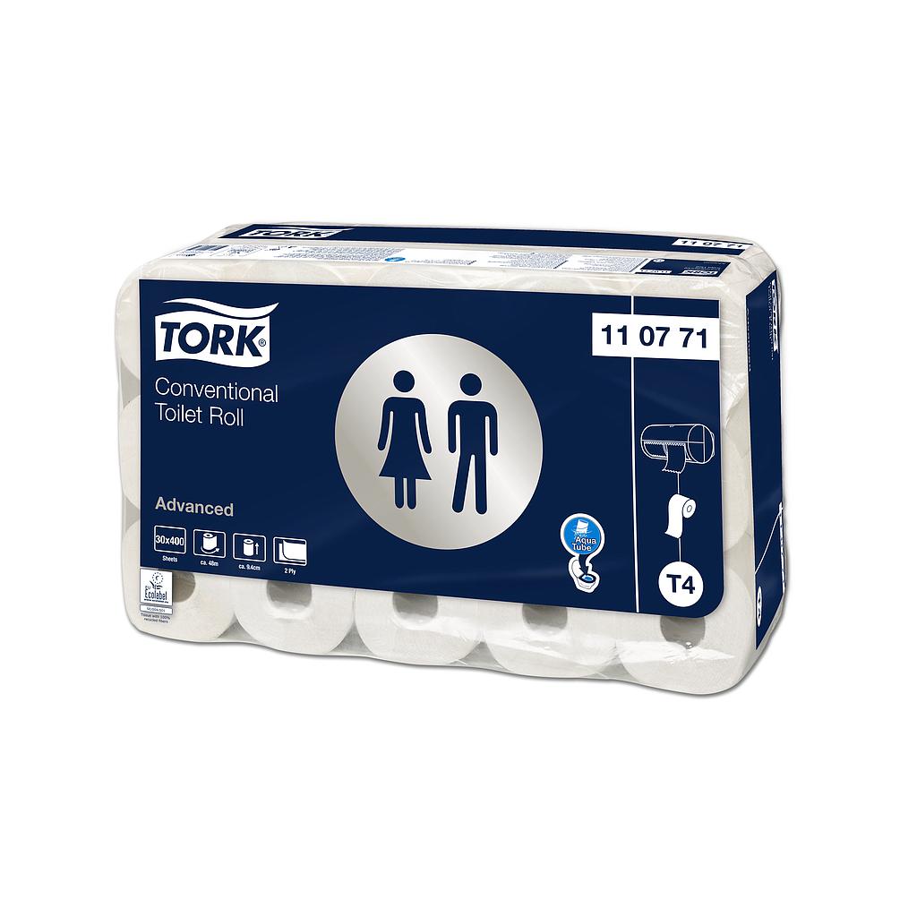 Tork - Papier toilette traditionnel - 2 plis Blanc 400 Coupons T4 Advanced 30 pces