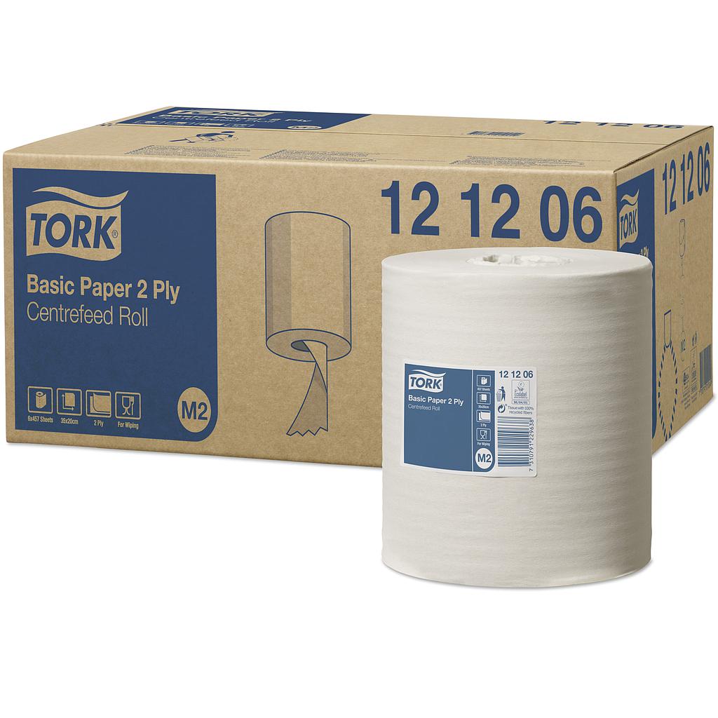 Tork Basic Rouleau a Dévidage Central  Chiffon D'Essuyage 2 pli M2 1 x 6