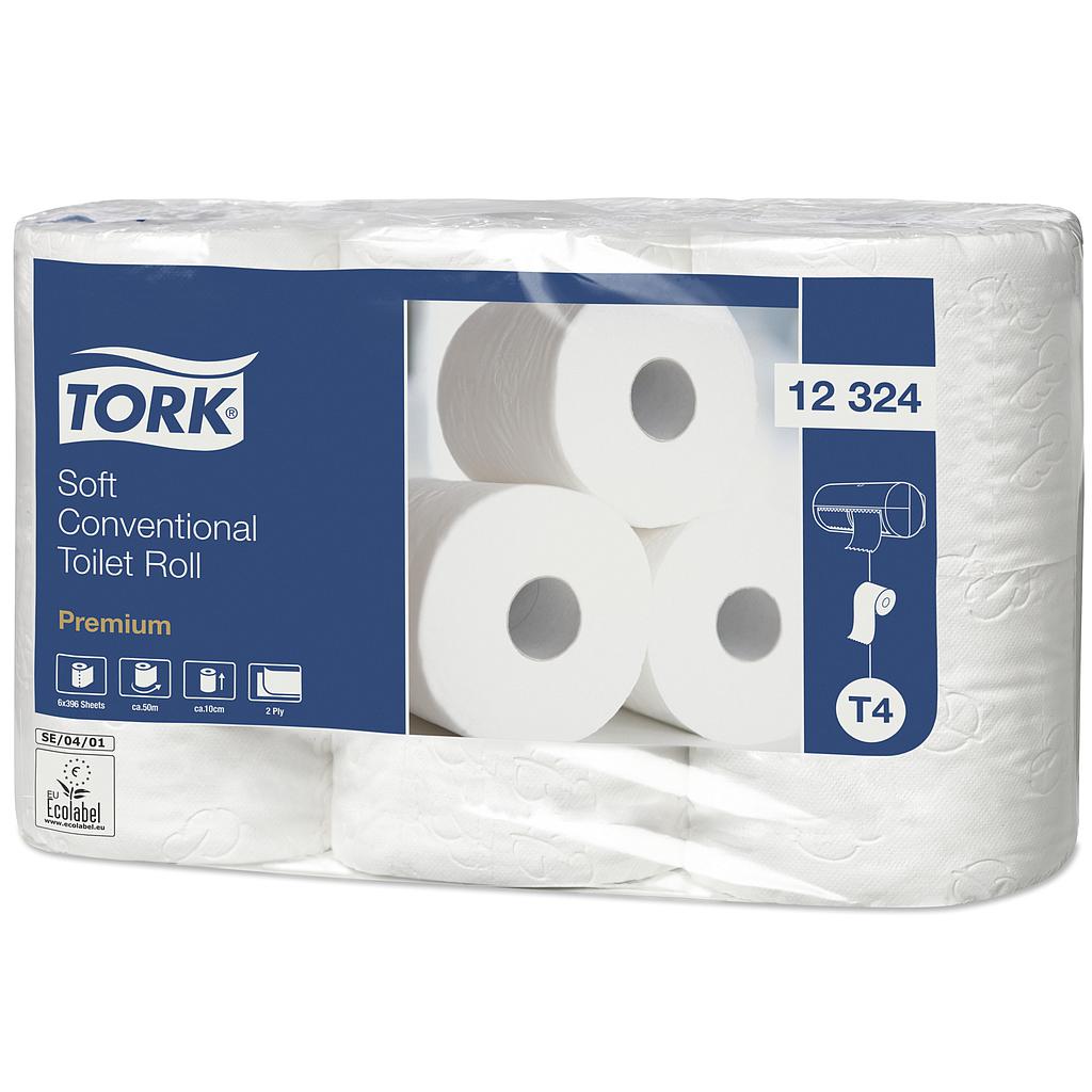 Papier Toilette Rouleau Traditionnel Doux 2 plis Blanc 396 Coupons T4 Premium 7x6 rol