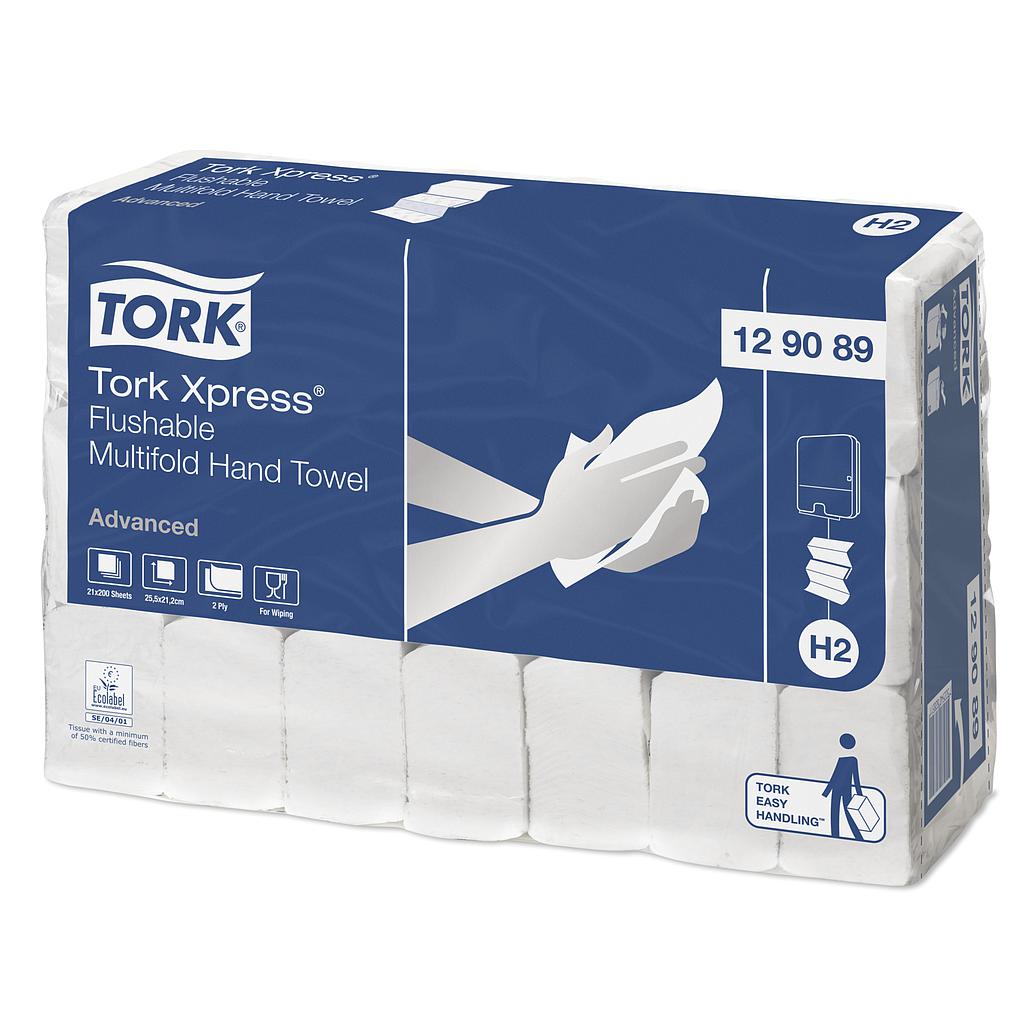 Tork Xpress® Doorspoelbare Multifold Handdoek 2-laags Wit H2 Advanced 21 x 200