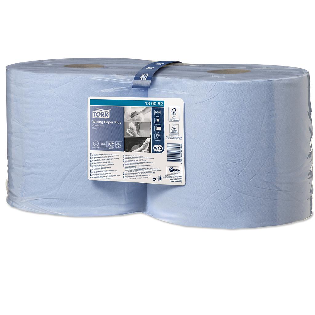 Tork Wiping Rouleau D'Essuyage 2 plis - 255m*23,5cm Blue W1/W2 2 x 1